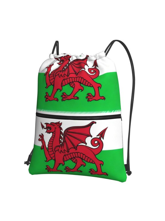 Welsh Dragon Flag Drawstring Backpack Water Resistant String Bag Sports Sackpack Gym Sack For Men Women