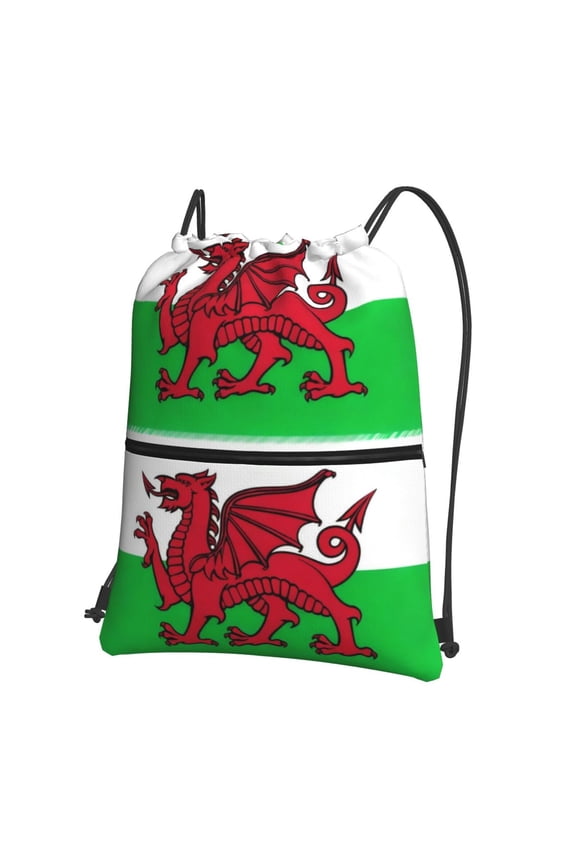 Welsh Dragon Flag Drawstring Backpack Water Resistant String Bag Sports Sackpack Gym Sack For Men Women