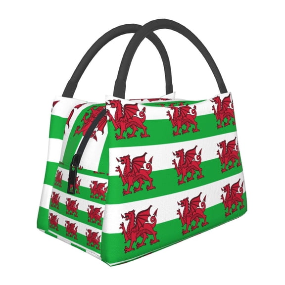 Welsh Dragon Flag Lunch Tote Bag Trendy Lightweight Reusable Stylish Bento Box For Adult