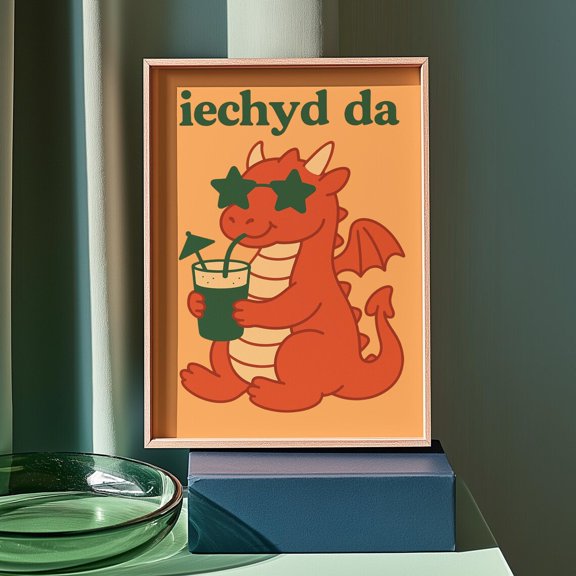 Welsh Dragon Pub Typography Wall Art Decor Unframed Paper Print