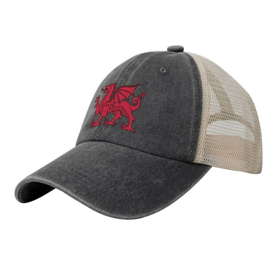 Welsh Dragon Red Banner Baseball Cap Trucker Hat For Men Women Adjustable Outdoor Denim Mesh Hat