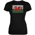 thumbnail image 1 of Welsh Flag Distressed Black Juniors Soft T-Shirt - 2X-Large, 1 of 1