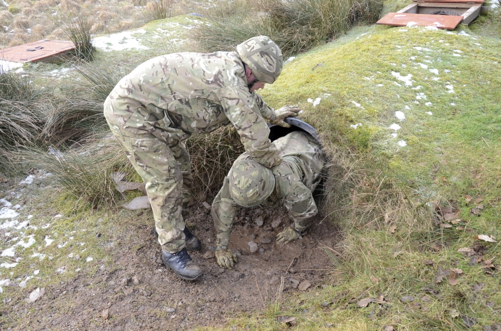 Welsh Guards perform basic training on the assault course at Sennybridge Training Area Canvas Art - Andrew ChittockStocktrek Images (35 x 23)