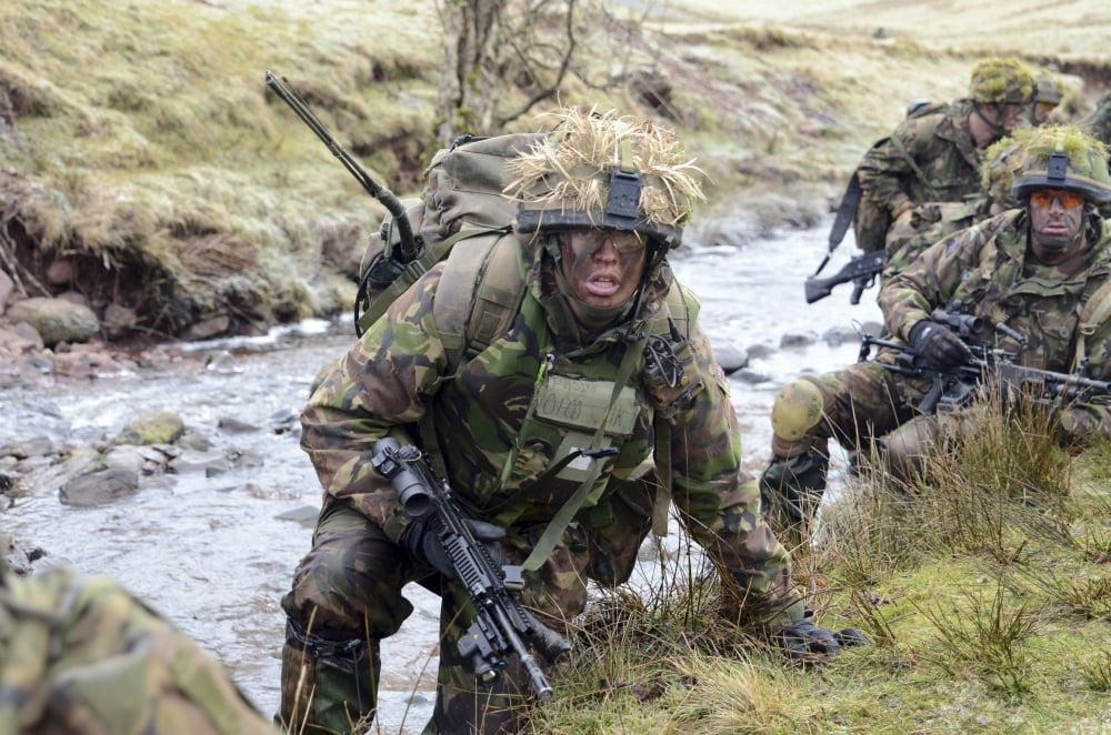 Welsh Guards platoon training at Sennybridge Training Area Wales Canvas Art - Andrew ChittockStocktrek Images (34 x 23)