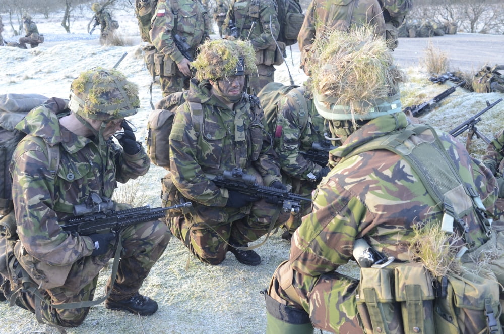 Welsh Guards platoon training at Sennybridge Training Area Wales Canvas Art - Andrew ChittockStocktrek Images (34 x 23)