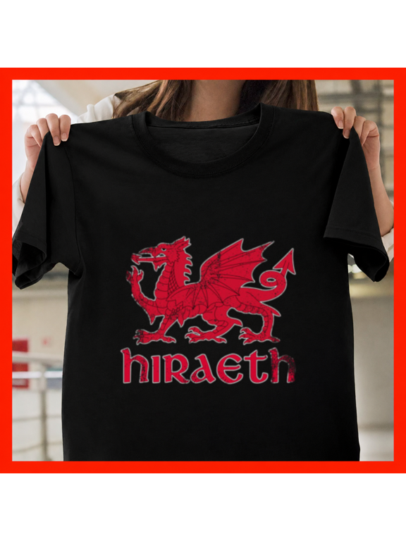 Welsh Heritage Hiraeth Vintage Dragon Celtic Pride Folk Art Unisex T-Shirt, up to size 5XL