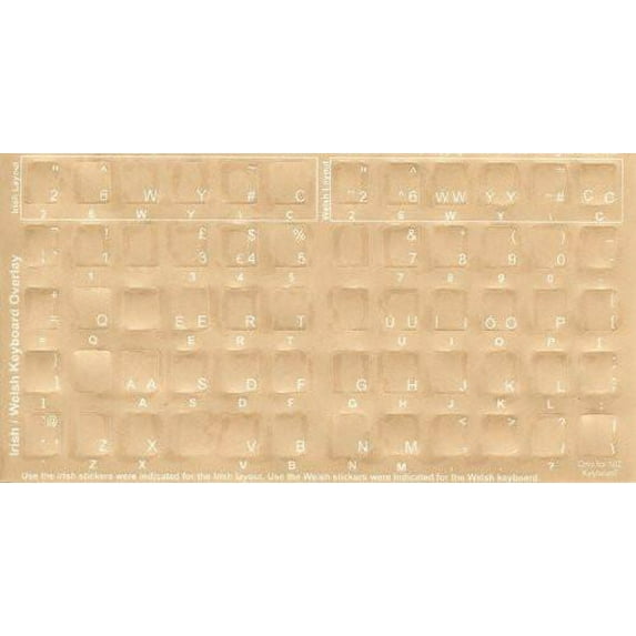Welsh Keyboard Stickers - Labels & Overlays with White Characters for Keyboard Cover