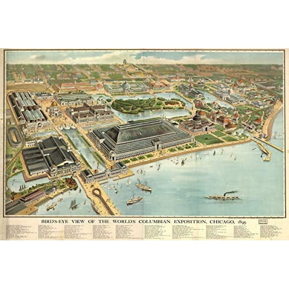 Welsh Printing 16x24 Poster; Map Worlds Columbian Exposition Fair Chicago 1893