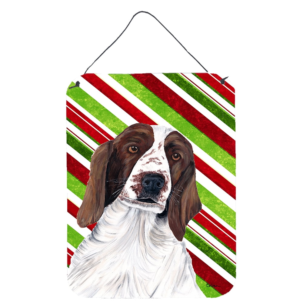 Welsh Springer Spaniel Candy Cane Holiday Christmas Wall or Door Hanging Prints