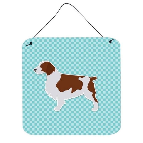 Welsh Springer Spaniel Checkerboard Blue Wall or Door Hanging Prints