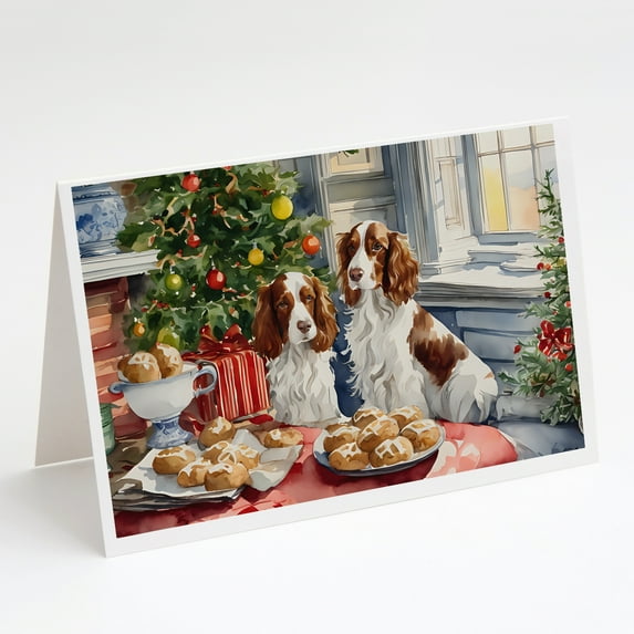 Welsh Springer Spaniel Christmas Cookies Greeting Cards Pack of 8 7 in x 5 in