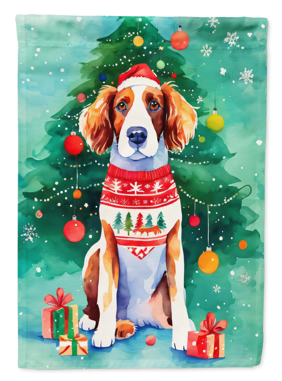 Welsh Springer Spaniel Christmas Garden Flag 11.25 in x 15.5 in