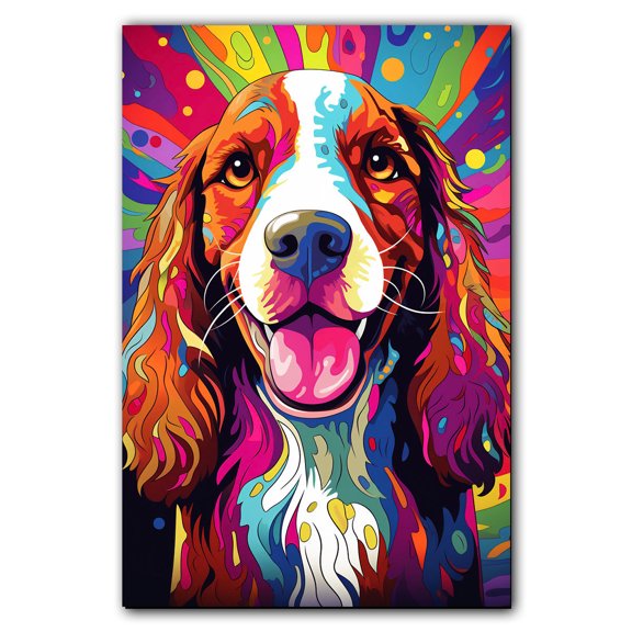 Welsh Springer Spaniel Dog Canvas Wall Art Colorful Pets Graffiti Highland Canvas Oil Painting Canvas Print Street Art Modern Artwork Living Bedroom Bathroom Home Office Decor
