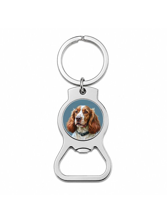 Welsh Springer Spaniel Dog Illustration Portable Bottle Opener Metal Keychain