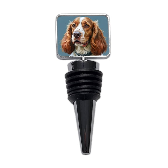 Welsh Springer Spaniel Dog Illustration Wine Bottle Stopper Cap Plug