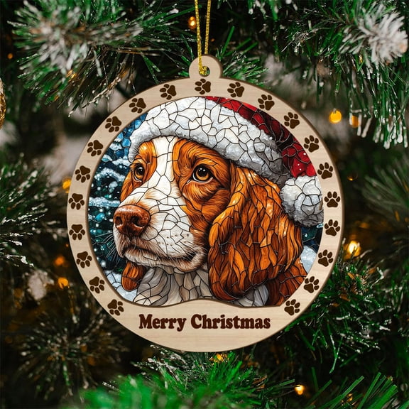 Welsh Springer Spaniel Dog Ornament, Welsh Springer Spaniel Dog SunCatcher Stained Glass Christmas Tree, Welsh Springer Spaniel Dog Decor, Holiday Decorations, Xmas Gift