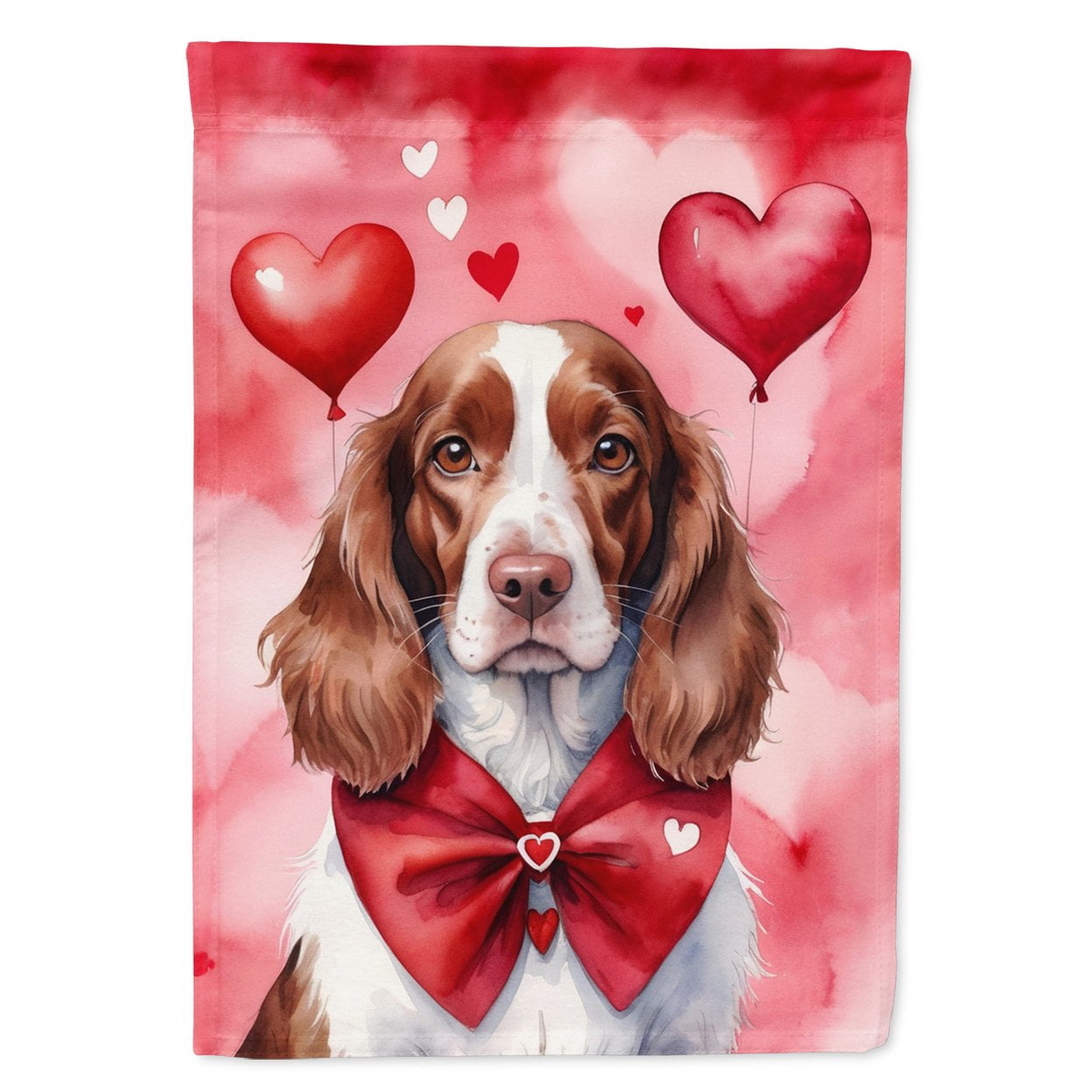 Welsh Springer Spaniel My Valentine House Flag 28 in x 40 in