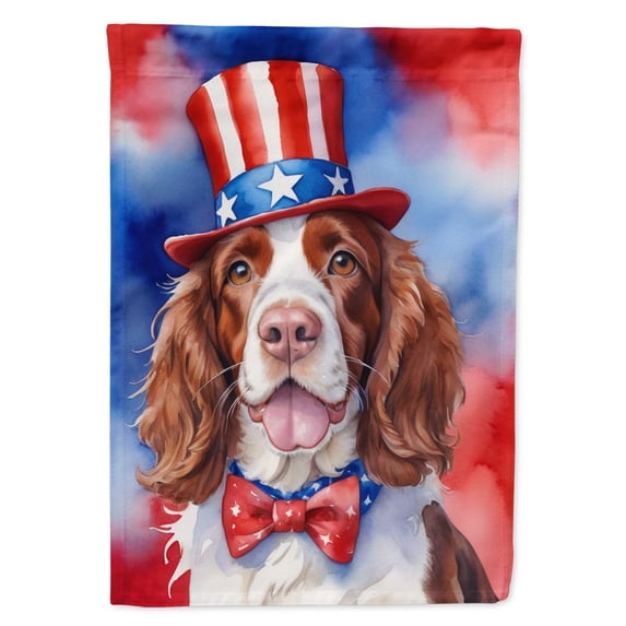 Welsh Springer Spaniel Patriotic Garden Flag 11.25 in x 15.5 in