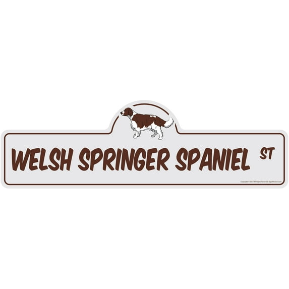 Welsh Springer Spaniel Street Sign | Indoor/Outdoor | Dog Lover Funny Home Décor for Garages, Living Rooms, Bedroom, Offices | SignMission personalized gift | 24" Wide