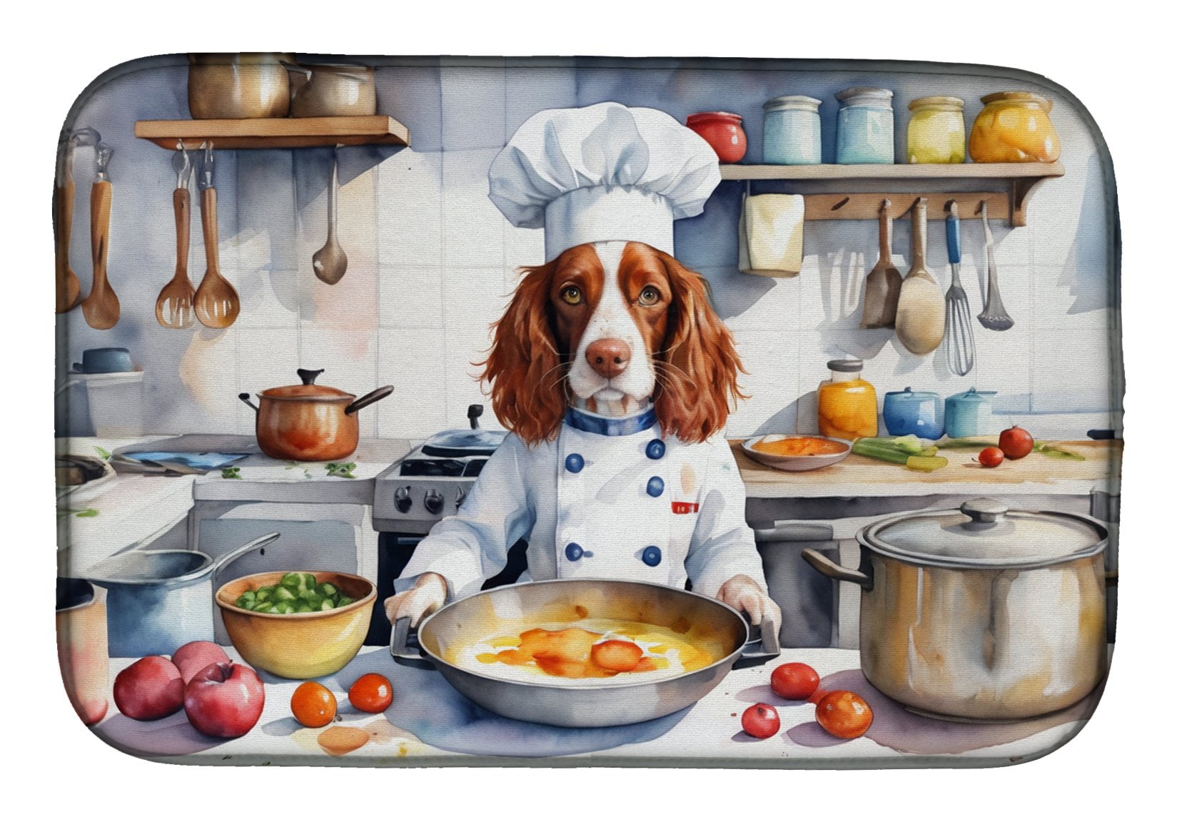 Welsh Springer Spaniel The Chef Dish Drying Mat