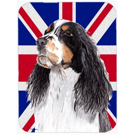 Welsh Springer Spaniel With English Union Jack British Flag Glass Cutting Board - Large