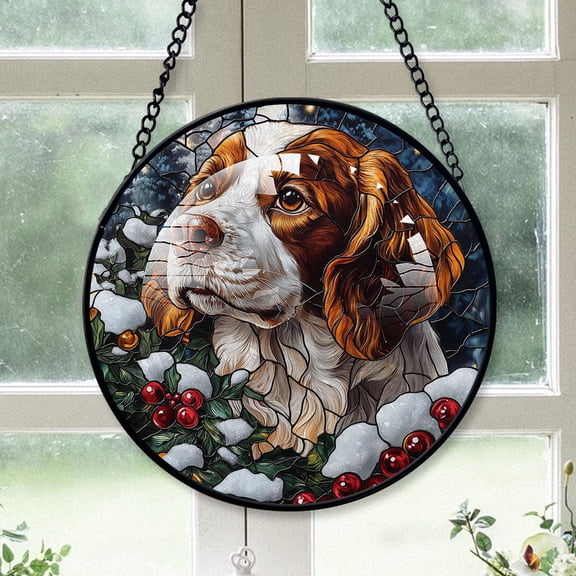Welsh Springer Spaniel Xmas Dog Ornament Christmas 2025 - Welsh Springer Spaniel Dog Christmas Stained Glass SunCatcher for Window, Dog, Christmas Hanging, Xmas Decor,