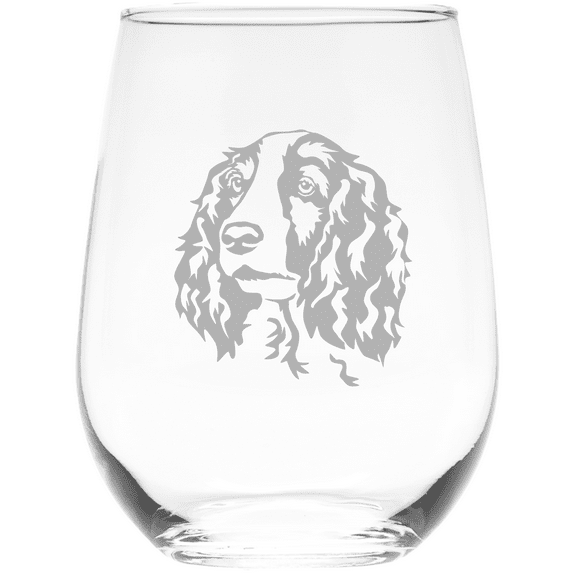C&M Personal Gifts 17 oz. Welsh Springer Spaniel Dog Themed Stemless Wine Glass