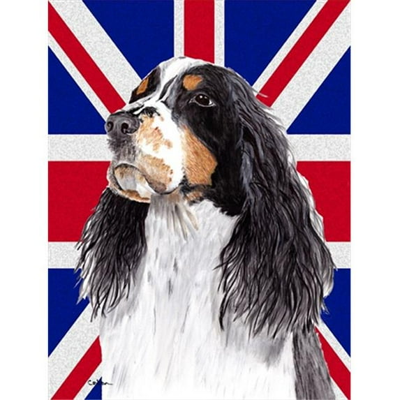 Welsh Springer Spaniel with English Union Jack British Flag Flag Garden Size
