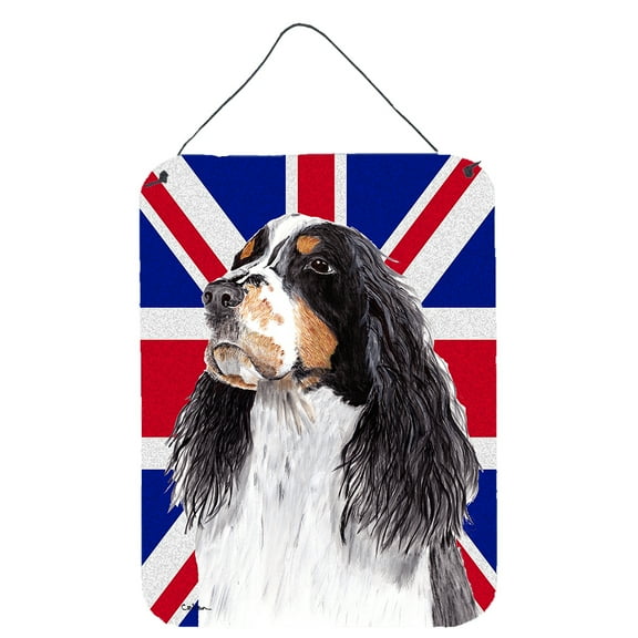 Welsh Springer Spaniel with English Union Jack British Flag Wall or Door Hanging Prints
