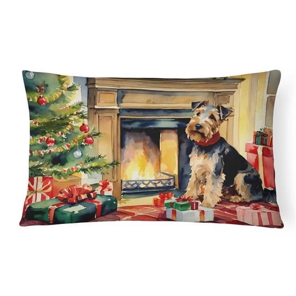 Welsh Terrier Cozy Christmas Throw Pillow 12 in x 16 in