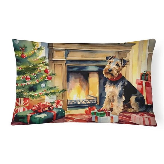 Welsh Terrier Cozy Christmas Throw Pillow 12 in x 16 in