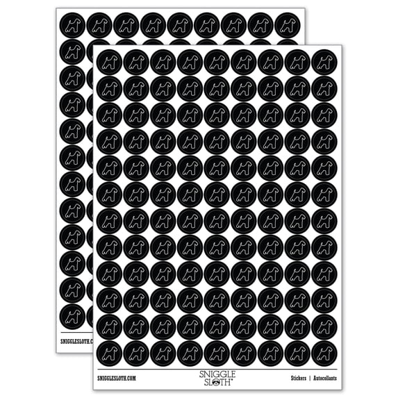 Welsh Terrier Dog Outline 200+ Round Stickers - Black - Matte Finish - 0.50" Size