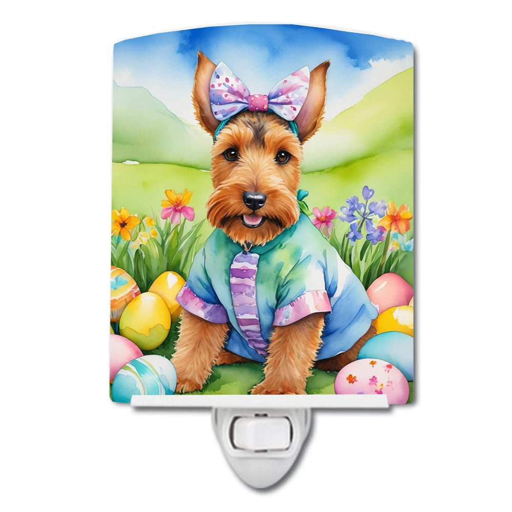 Welsh Terrier Easter Egg Hunt Ceramic Night Light 4 in x 6 in