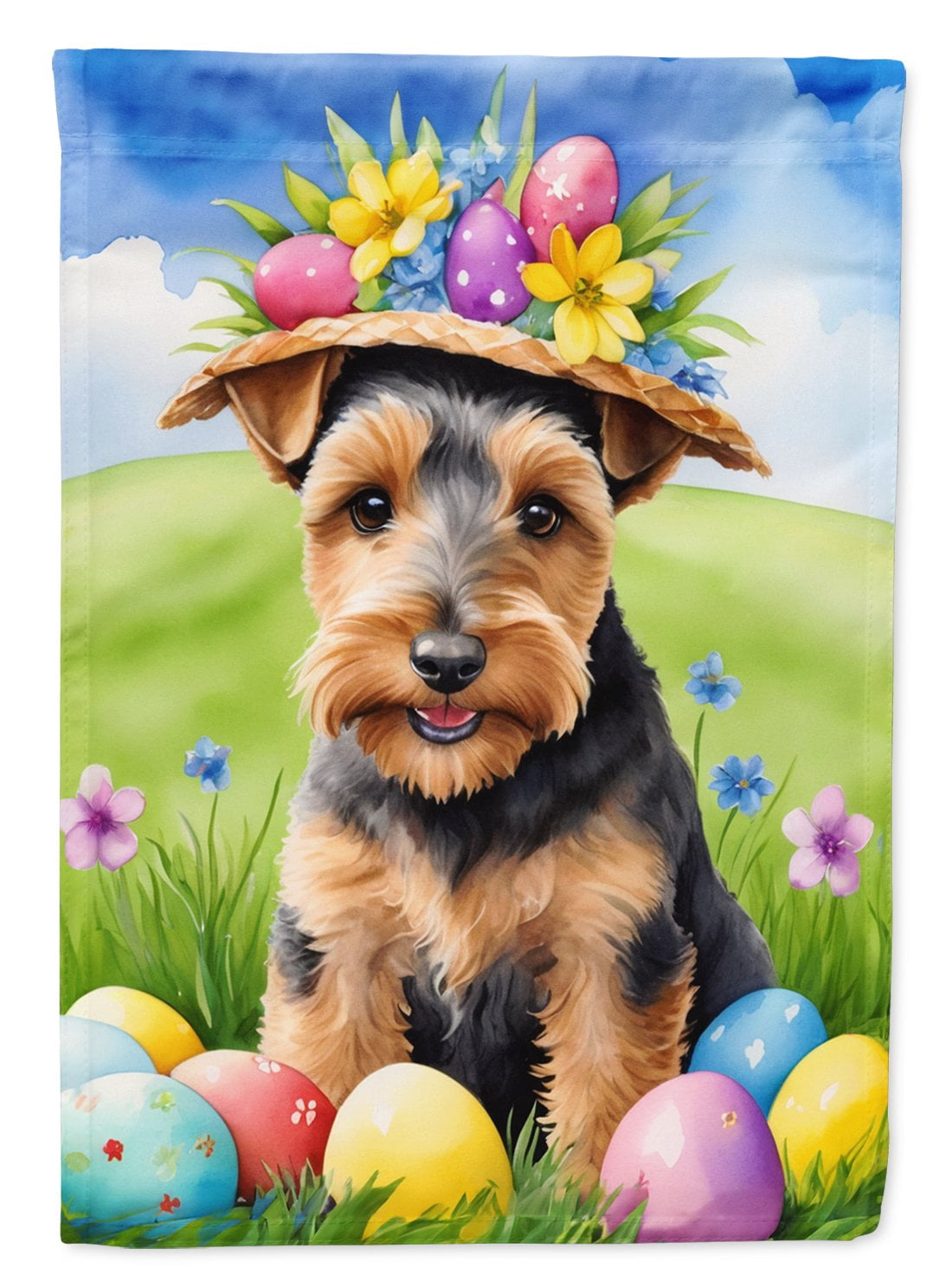 Welsh Terrier Easter Egg Hunt House Flag 28 in x 40 in