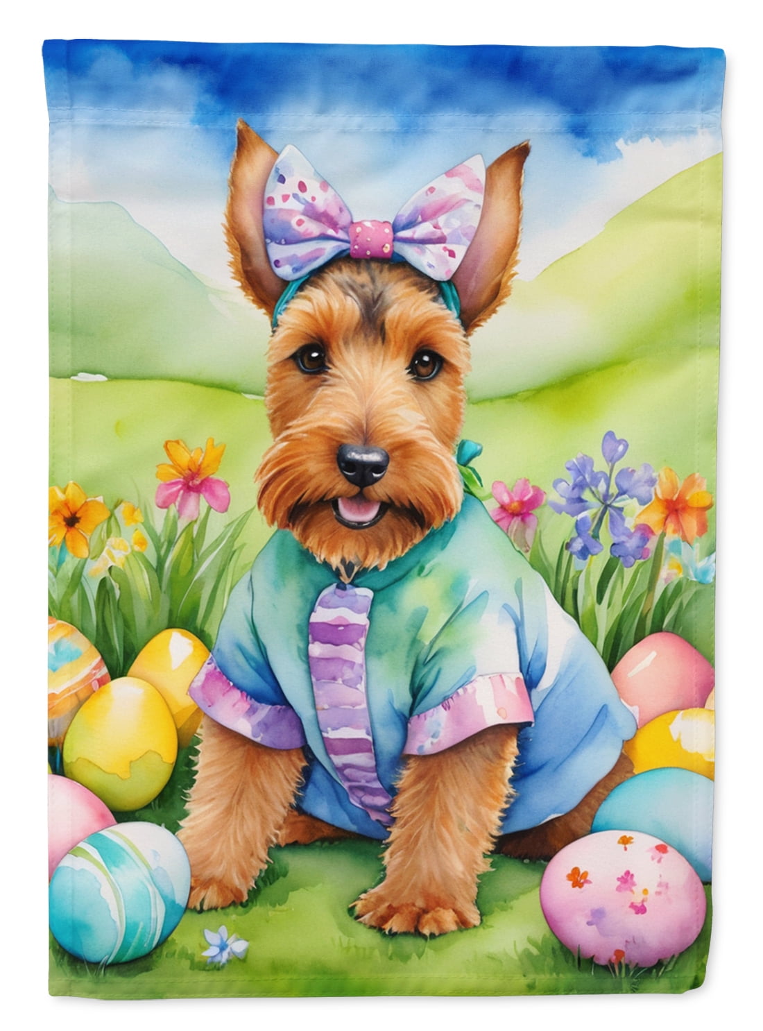 Welsh Terrier Easter Egg Hunt House Flag
