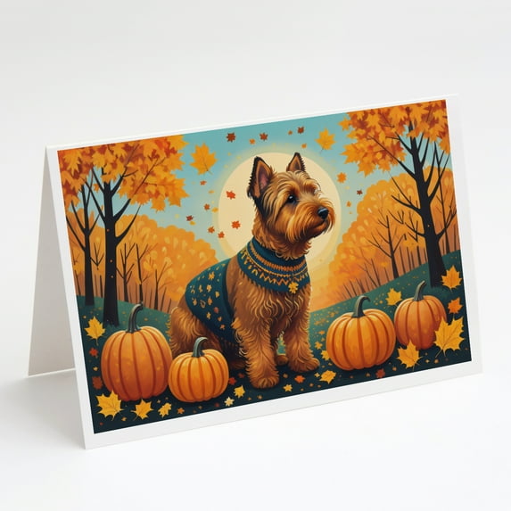 Welsh Terrier Fall Greeting Cards and Envelopes Pack of 8 7 in x 5 in