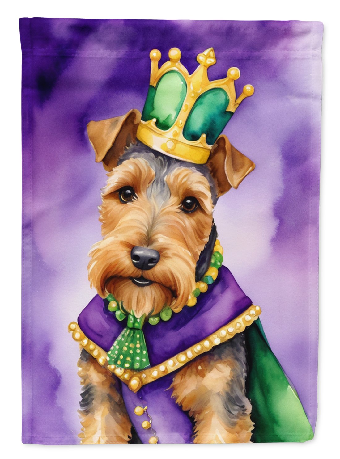 Welsh Terrier King of Mardi Gras Garden Flag 11.25 in x 15.5 in