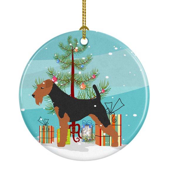 Welsh Terrier Merry Christmas Tree Ceramic Ornament