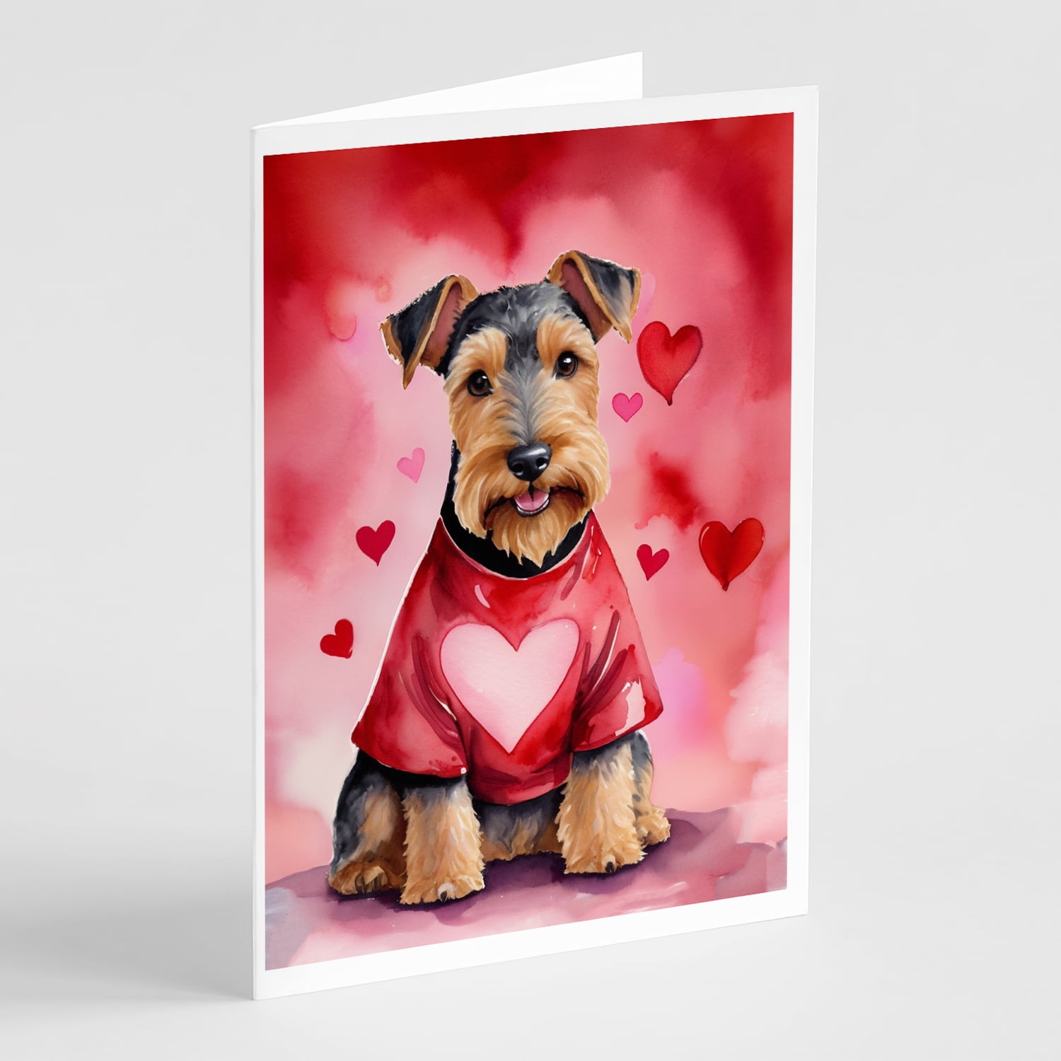 Welsh Terrier My Valentine Greeting Cards Pack of 8 7 in x 5 in