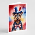 thumbnail image 1 of Welsh Terrier Patriotic American Greeting Cards Pack of 8 7 in x 5 in, 1 of 3