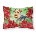 thumbnail image 1 of Welsh Terrier Poinsettas Fabric Standard Pillowcase, 1 of 2