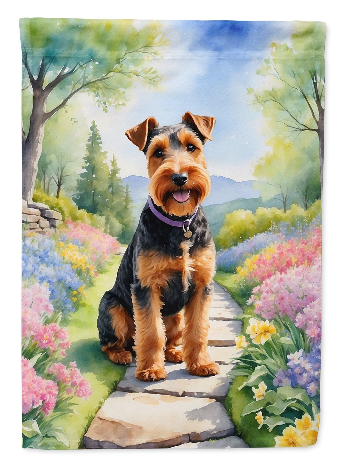 Welsh Terrier Spring Path Garden Flag 11.25 in x 15.5 in