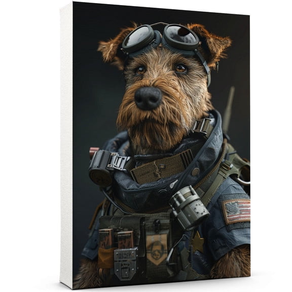 Welsh Terrier Wall Art Soilder Dog Posters - Welsh Terrier Dog Canvas Wall Art For Bedroom Decor - Gifts For Men - Gifts For Men