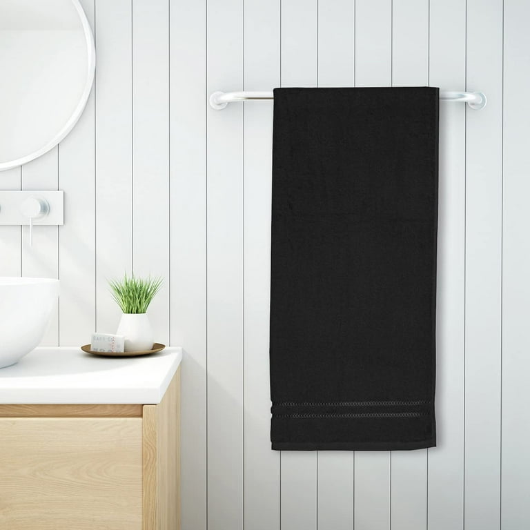 Welspun 100% Cotton Bath Towel Quick Dry High Absorbency Attractive Border  380 Gsm Black Cotton Towels For Bath 