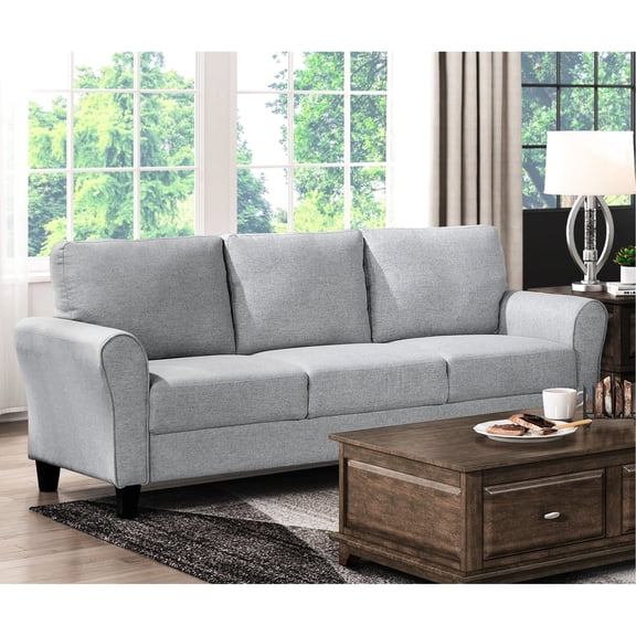 Dark Gray Textured Upholstery - Offers Neutral Decor Complement in Living Room