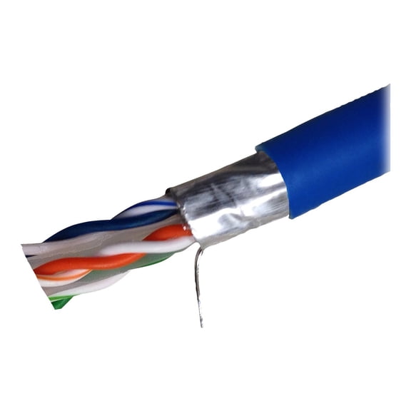 Weltron Cat 6 STP 550 MHz Solid Shielded Plenum CMP Cable - 1000 Feet - Blue (t2404l6shp-bl)