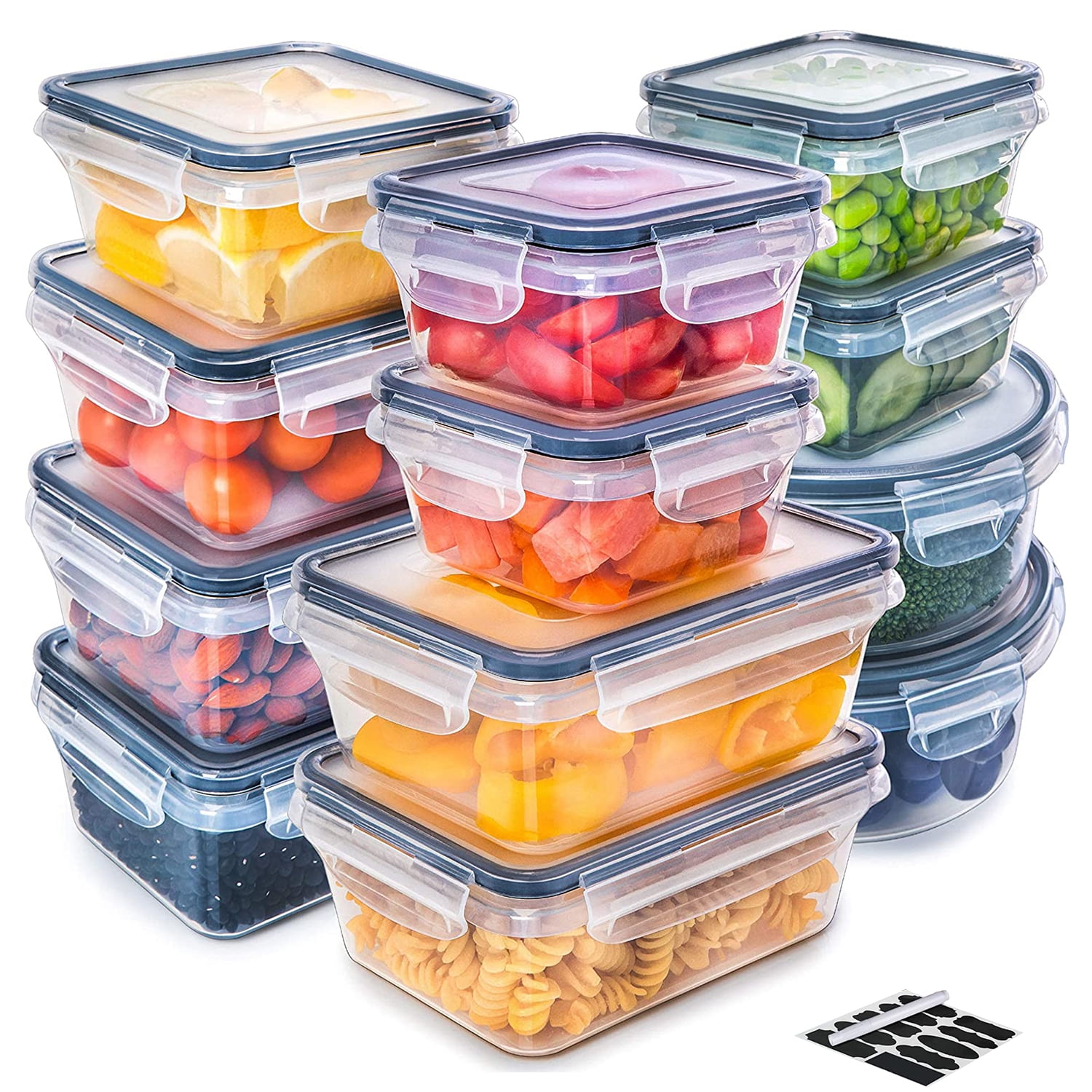 WeluvFit Food Storage Containers with Lids, 24 Piece Meal Prep Containers for Food Storage, Leak Proof Meal Prep Container for Lunch (12 Lids & 12 Containers) - Walmart.com