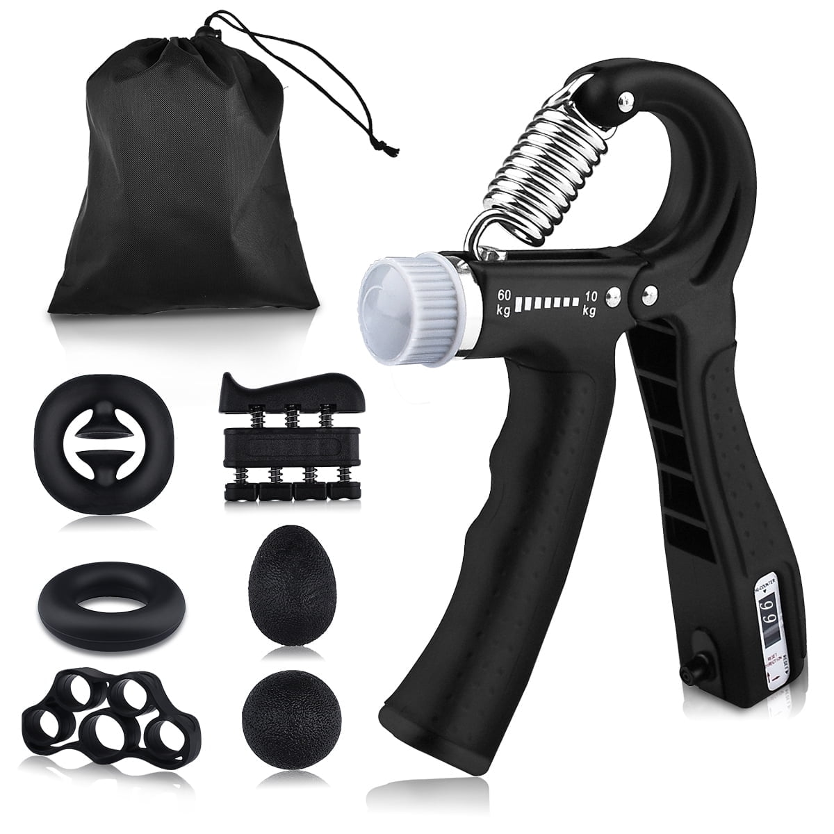 WeluvFit Hand Grip Strengthener Workout Kit (8 Pack) Forearm Grip Adjustable Resistance Hand Gripper, Finger Exerciser, Finger Stretcher, Grip Ring & Stress Relief Grip Ball for Athletes