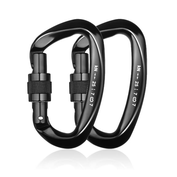 WeluvFit Heavy Duty Locking Carabiner Clips - Excellent for Securing Pets, Outdoor, Camping, Hiking, Hammock, Dog Leash Harness, Keychains,2PCS of 25KN (5621 lbs)
