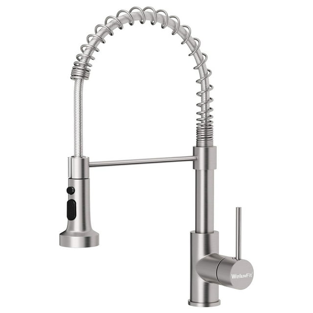 WeluvFit Single Handle Kitchen Faucet, Hot & Cold Water, Pull Down